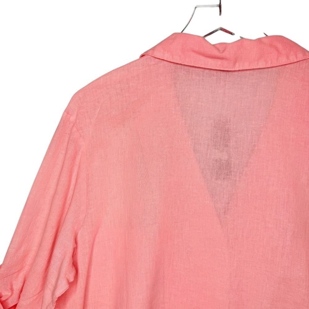 J.Crew Brilliant Peony Pink Linen Blend Utility Camp Shirt Size Sz 14 - Picture 9 of 11